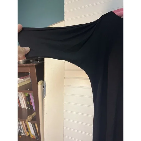 A'nue Ligne Black Boatneck Tunic Dress - Small 3/4 Sleeves Tactel/Lycra blend - Picture 2 of 9